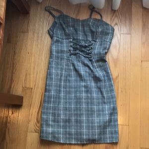 Plaid black and white dress